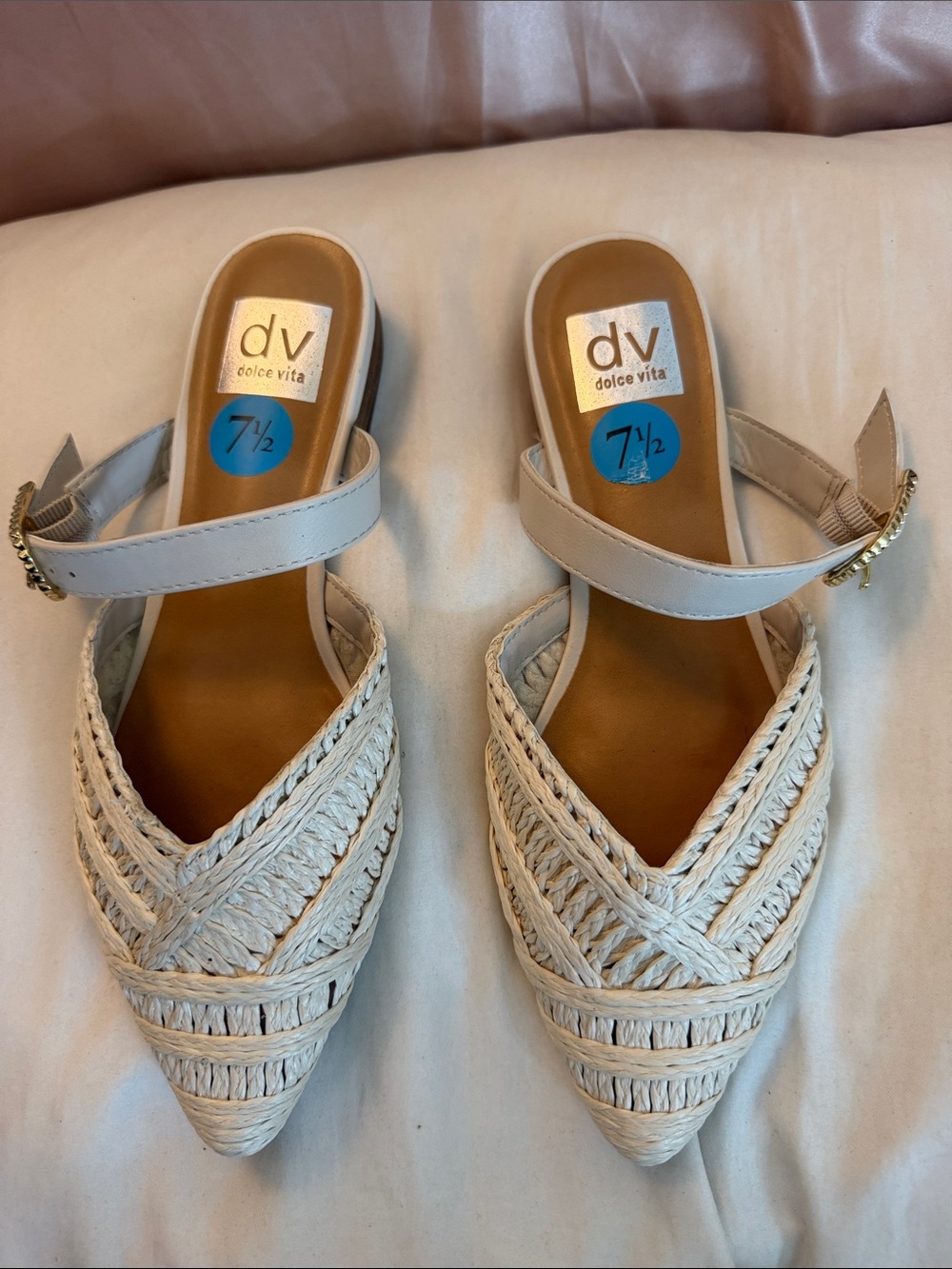 Dolce Vita Cream Braided Pointed Slingback Mules